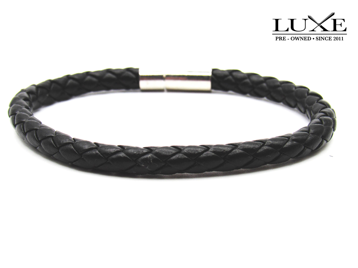 Pulsera cuero trenzada negra