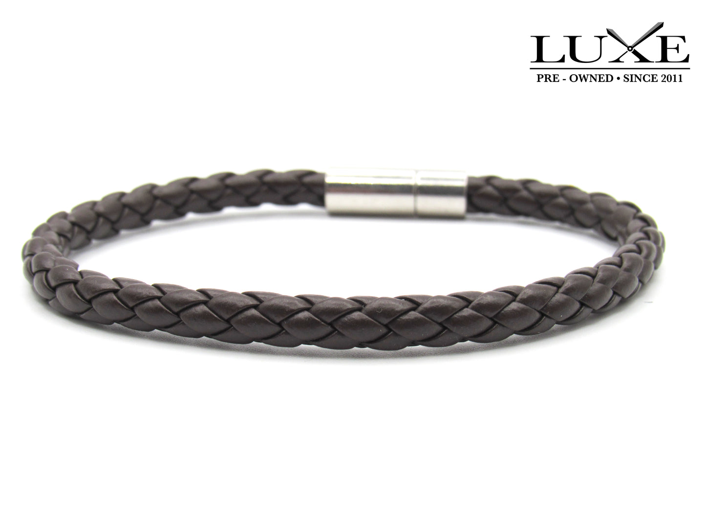 Pulsera cuero trenzada marrón