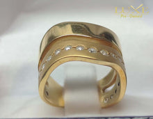 Cargar imagen en el visor de la galería, Anillo doble de oro amarillo y diamantes
