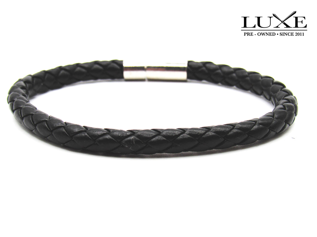 Pulsera cuero trenzada negra