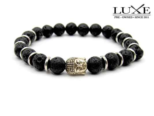 Pulsera elástica de piedra volcánica con Buda